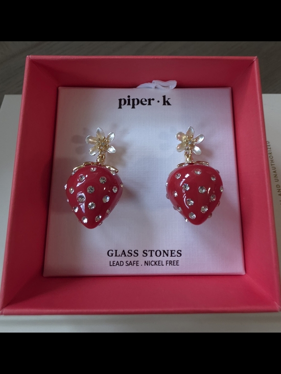 Piper K Jewelry - piper·k Red Strawberry Drop Earrings with Crystals